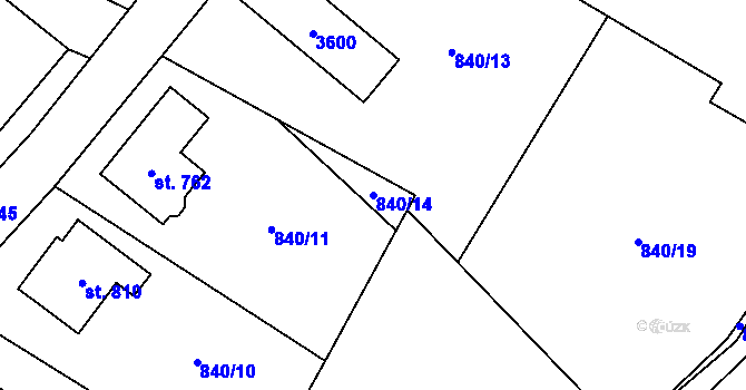 Parcela st. 840/14 v KÚ Tisá, Katastrální mapa
