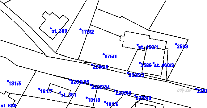 Parcela st. 175/1 v KÚ Tisá, Katastrální mapa