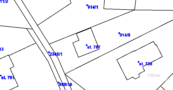 Parcela st. 787 v KÚ Tisá, Katastrální mapa