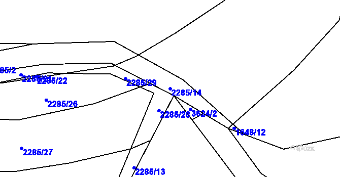 Parcela st. 2285/14 v KÚ Tisá, Katastrální mapa