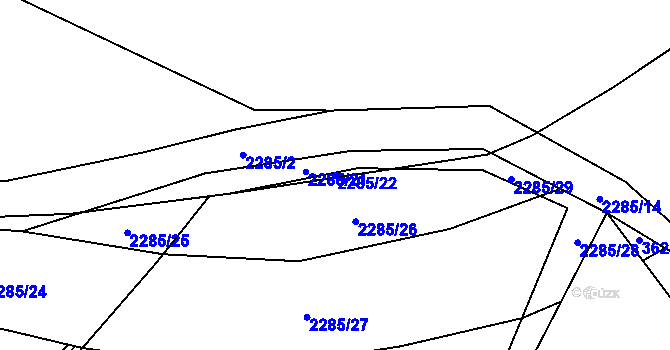 Parcela st. 2285/22 v KÚ Tisá, Katastrální mapa