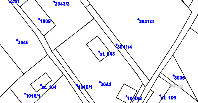 Parcela st. 843 v KÚ Tisá, Katastrální mapa