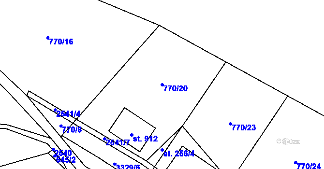 Parcela st. 770/20 v KÚ Tisá, Katastrální mapa