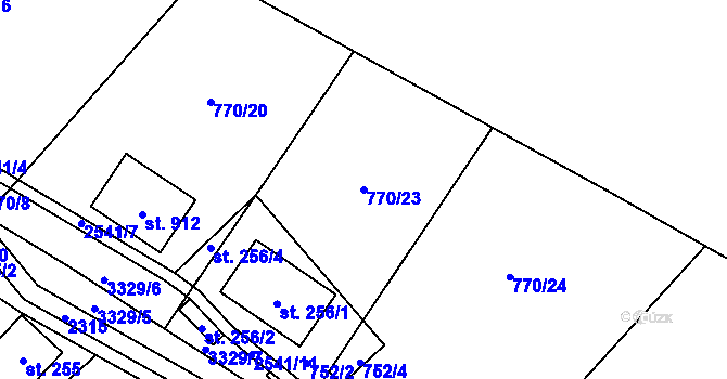 Parcela st. 770/23 v KÚ Tisá, Katastrální mapa