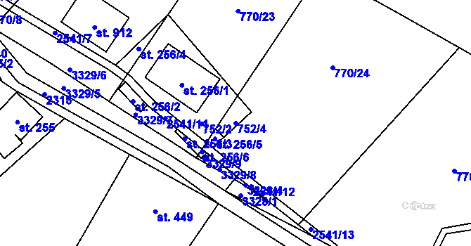Parcela st. 752/4 v KÚ Tisá, Katastrální mapa