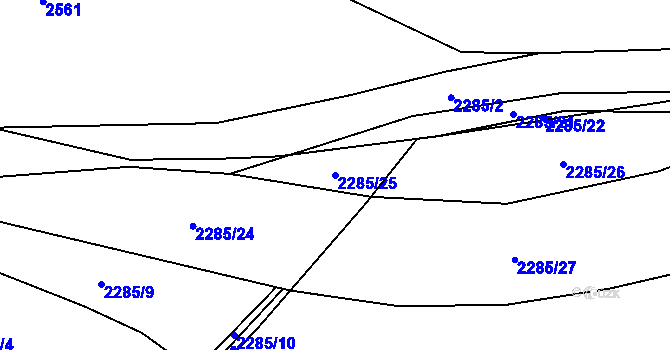 Parcela st. 2285/25 v KÚ Tisá, Katastrální mapa