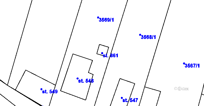 Parcela st. 861 v KÚ Tisá, Katastrální mapa