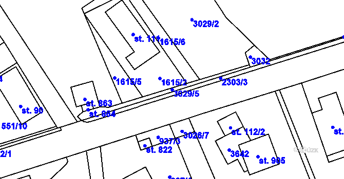 Parcela st. 3029/5 v KÚ Tisá, Katastrální mapa