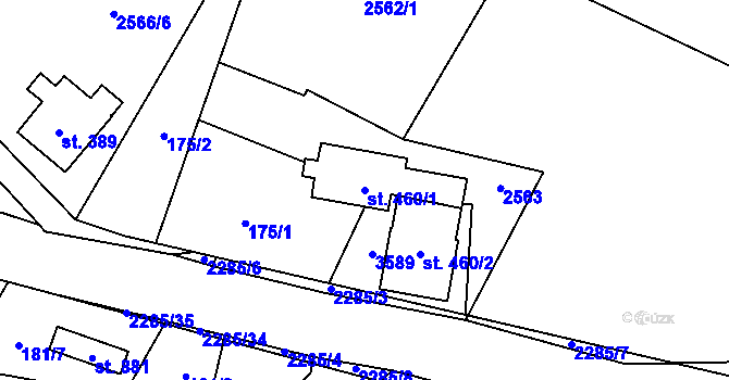 Parcela st. 460/1 v KÚ Tisá, Katastrální mapa
