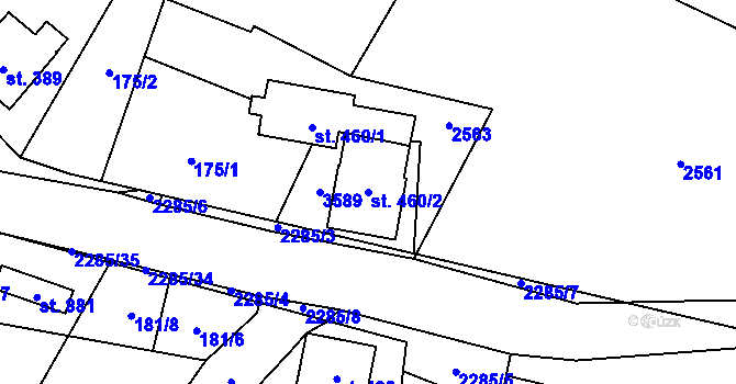 Parcela st. 460/2 v KÚ Tisá, Katastrální mapa