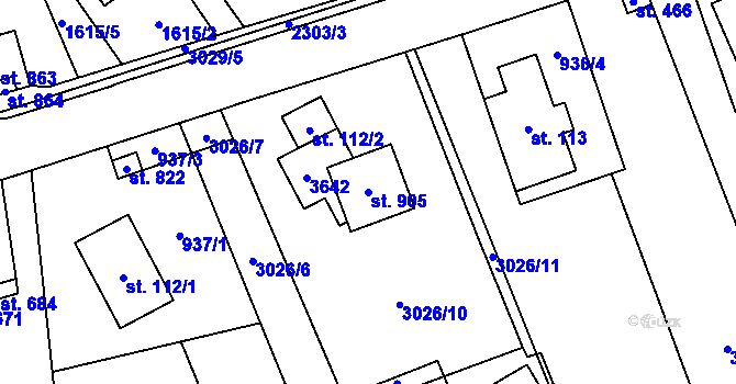 Parcela st. 905 v KÚ Tisá, Katastrální mapa