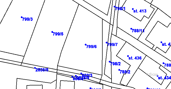 Parcela st. 799/6 v KÚ Tisá, Katastrální mapa