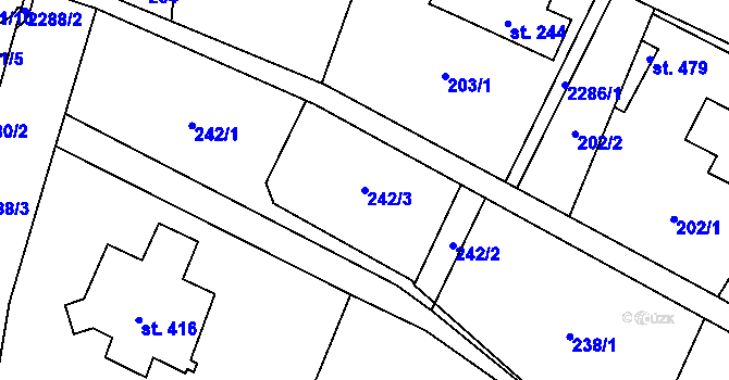 Parcela st. 242/3 v KÚ Tisá, Katastrální mapa