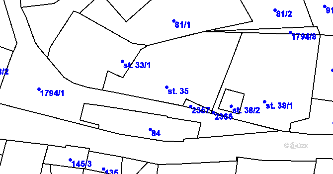 Parcela st. 35 v KÚ Tísek, Katastrální mapa