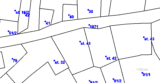 Parcela st. 41 v KÚ Tísek, Katastrální mapa