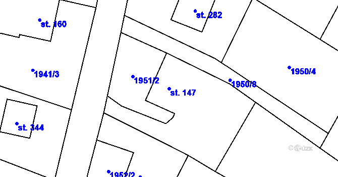 Parcela st. 147 v KÚ Tísek, Katastrální mapa