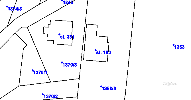 Parcela st. 183 v KÚ Tísek, Katastrální mapa