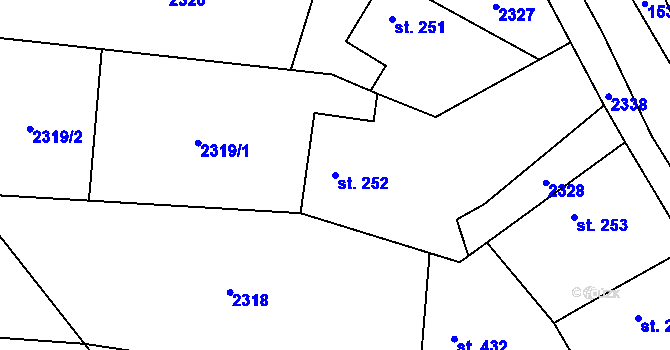 Parcela st. 252 v KÚ Tísek, Katastrální mapa