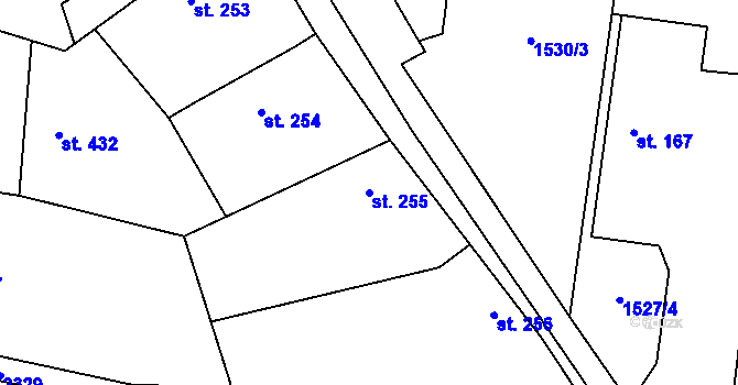 Parcela st. 255 v KÚ Tísek, Katastrální mapa