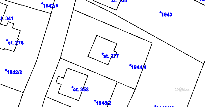 Parcela st. 277 v KÚ Tísek, Katastrální mapa