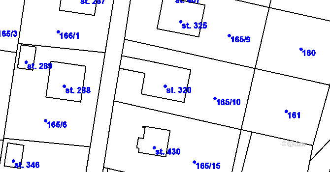 Parcela st. 320 v KÚ Tísek, Katastrální mapa