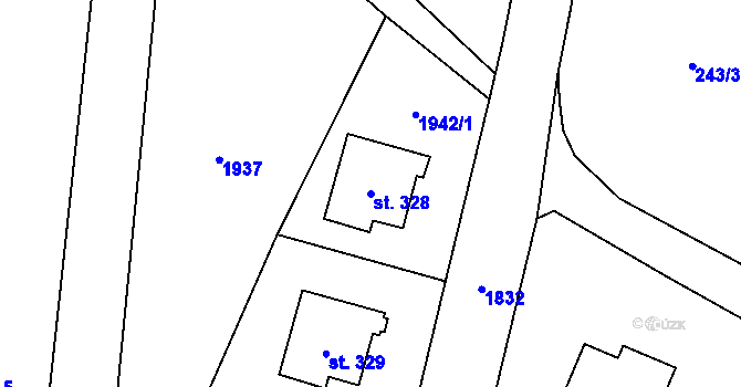 Parcela st. 328 v KÚ Tísek, Katastrální mapa