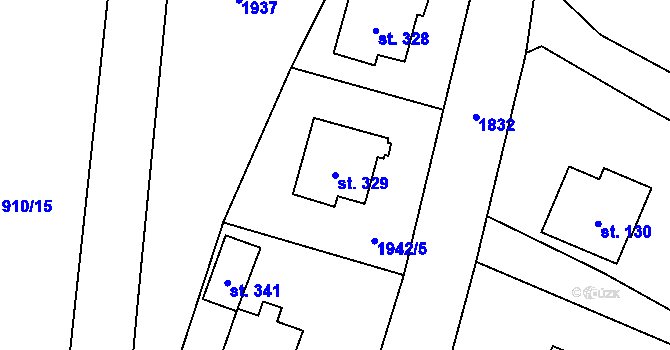 Parcela st. 329 v KÚ Tísek, Katastrální mapa