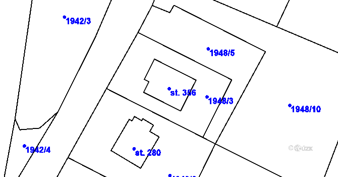 Parcela st. 356 v KÚ Tísek, Katastrální mapa