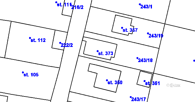Parcela st. 373 v KÚ Tísek, Katastrální mapa