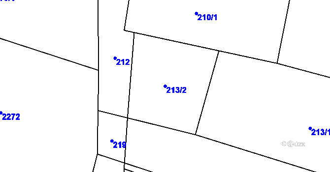 Parcela st. 213/2 v KÚ Tísek, Katastrální mapa