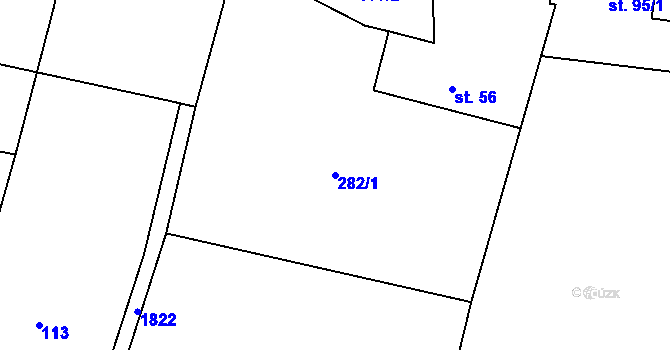 Parcela st. 282/1 v KÚ Tísek, Katastrální mapa