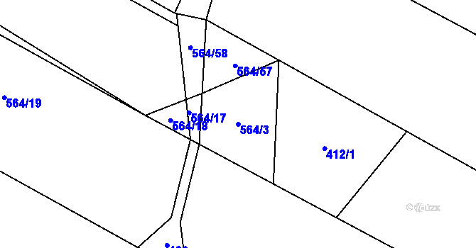 Parcela st. 564/3 v KÚ Tísek, Katastrální mapa