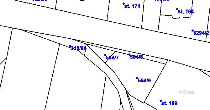 Parcela st. 564/7 v KÚ Tísek, Katastrální mapa