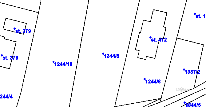 Parcela st. 1244/6 v KÚ Tísek, Katastrální mapa