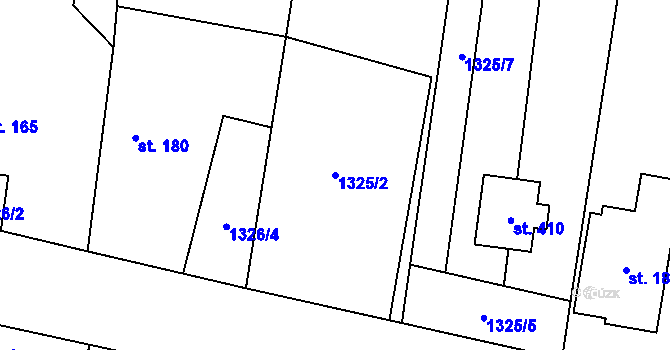 Parcela st. 1325/2 v KÚ Tísek, Katastrální mapa