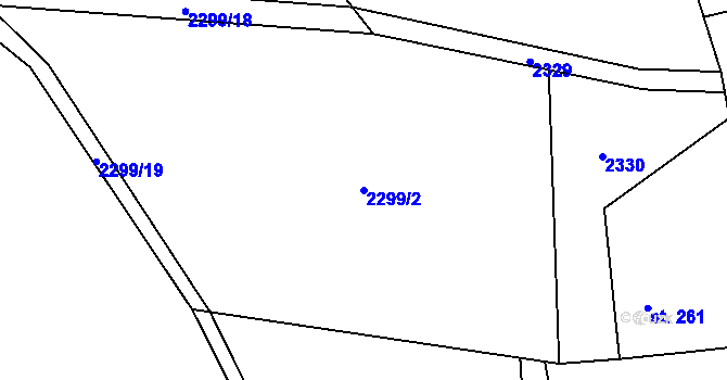 Parcela st. 2299/2 v KÚ Tísek, Katastrální mapa