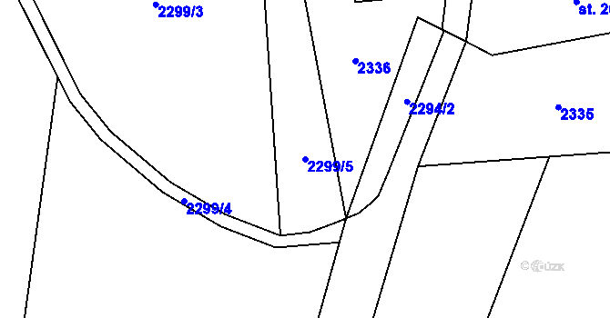 Parcela st. 2299/5 v KÚ Tísek, Katastrální mapa