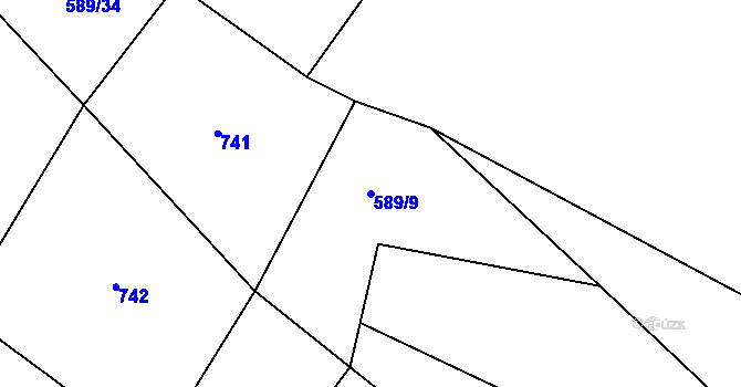 Parcela st. 589/9 v KÚ Tísek, Katastrální mapa