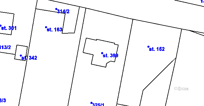 Parcela st. 399 v KÚ Tísek, Katastrální mapa