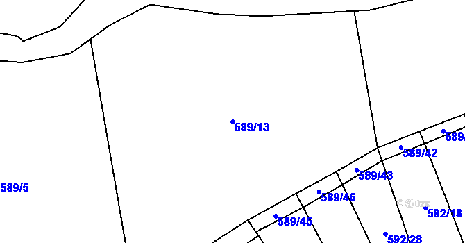 Parcela st. 589/13 v KÚ Tísek, Katastrální mapa