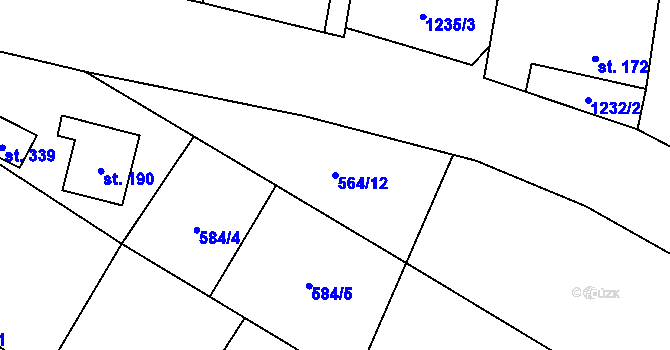 Parcela st. 564/12 v KÚ Tísek, Katastrální mapa