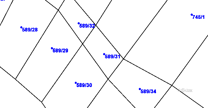 Parcela st. 589/31 v KÚ Tísek, Katastrální mapa