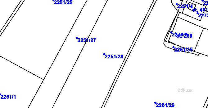 Parcela st. 2251/28 v KÚ Tísek, Katastrální mapa