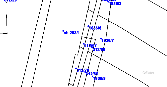 Parcela st. 312/67 v KÚ Tísek, Katastrální mapa