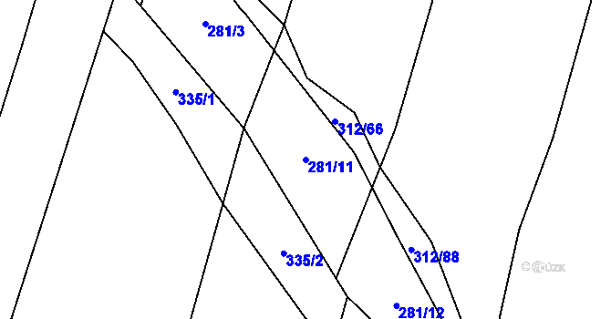 Parcela st. 281/11 v KÚ Tísek, Katastrální mapa
