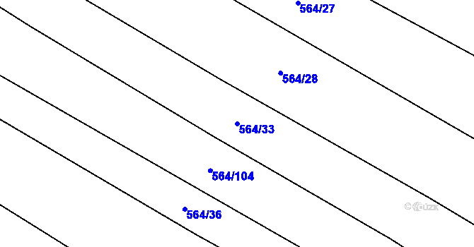 Parcela st. 564/33 v KÚ Tísek, Katastrální mapa