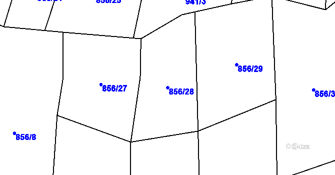 Parcela st. 856/28 v KÚ Tísek, Katastrální mapa