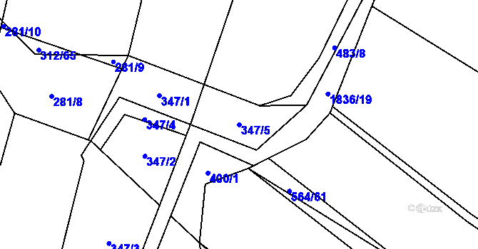 Parcela st. 347/5 v KÚ Tísek, Katastrální mapa