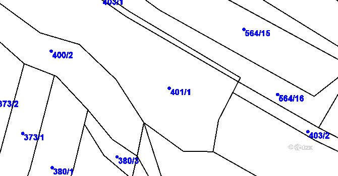Parcela st. 401/1 v KÚ Tísek, Katastrální mapa