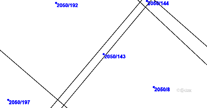 Parcela st. 2050/143 v KÚ Tísek, Katastrální mapa